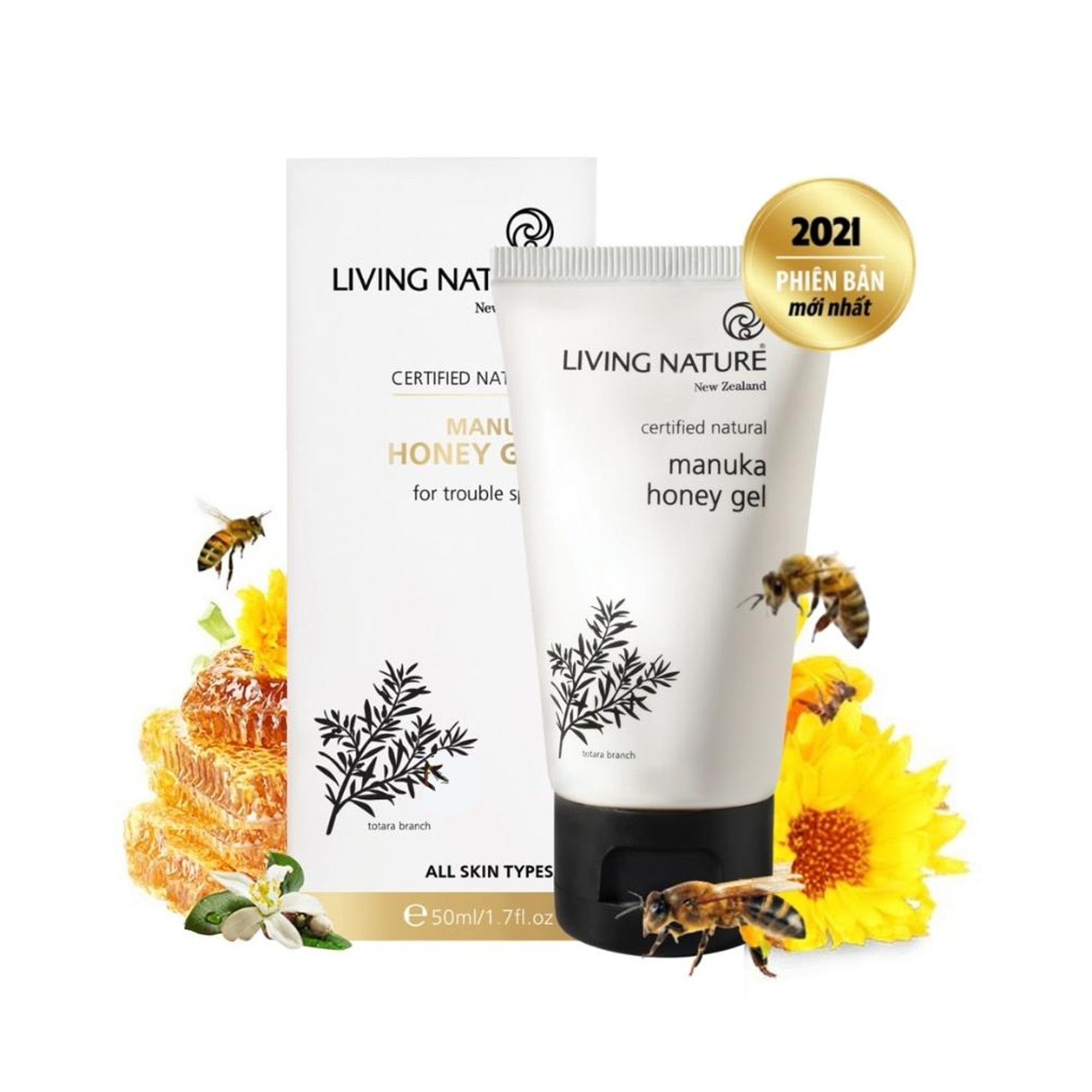 Gel trị mụn Living Nature Manuka Honey Gel - Tuýp 50ml