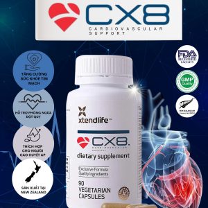 Viên uống phòng ngừa tai biến, ổn định mỡ máu, huyết áp, tim mạch Xtend-life CX8 90 viên