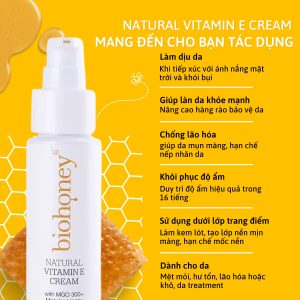 Kem dưỡng ẩm Vitamin E tăng sinh collagen Biohoney Natural Vitamin E Cream - Tuýp 50g