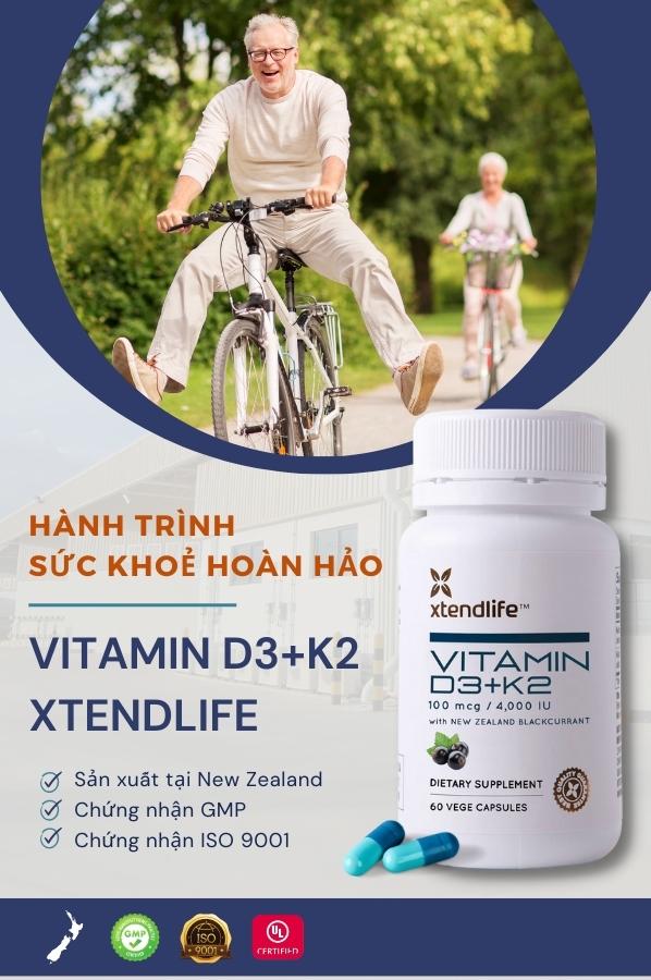 Viên uống bổ khớp, khỏe tim Vitamin D3+K2 XtendLife (60 viên)