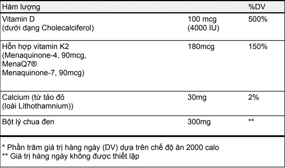 Viên uống bổ khớp, khỏe tim Vitamin D3+K2 XtendLife (60 viên)