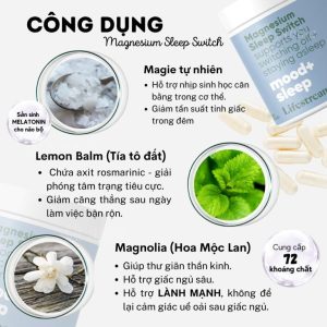 Viên uống ngủ ngon Lifestream Magnesium Sleep Switch (60 viên)